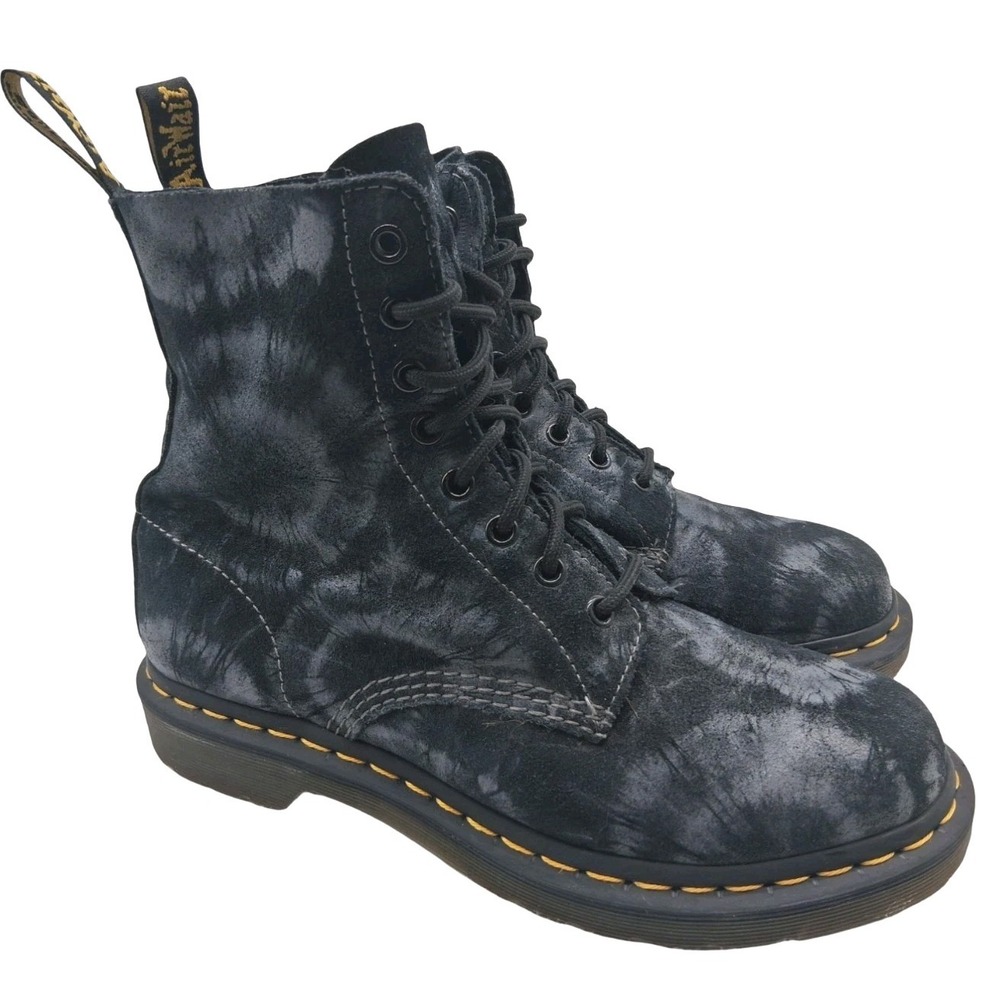 Dr. Martens 1460 Pascal Boots Womens Size 9 Gray Tie Dye Lace Up Combat Ankle